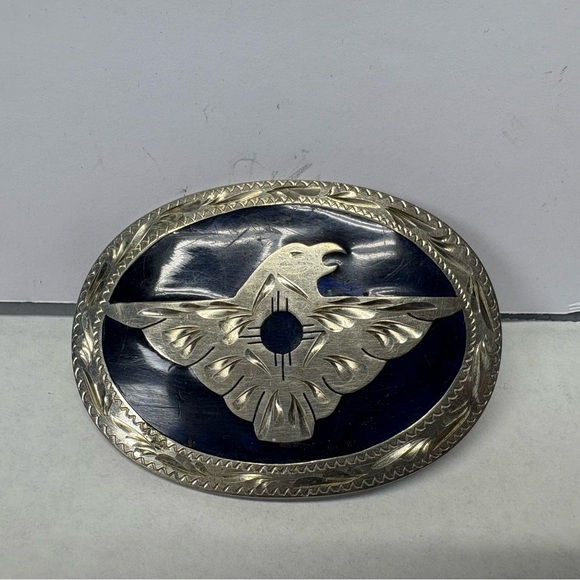 Vintage Antique Frontier Western Sterling Silver Americsn Eagle Belt Buckle